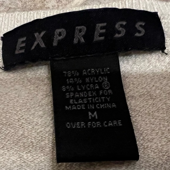 Express v neck off white long sleeve stretchy pullover sweater medium vintage - Picture 3 of 8